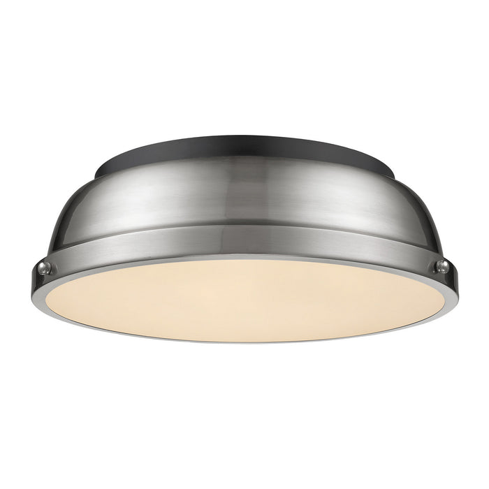 Golden - 3602-14 BLK-PW - Two Light Flush Mount - Duncan - Matte Black