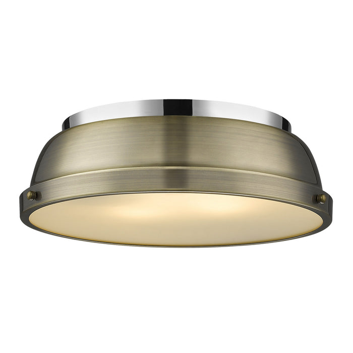 Golden - 3602-14 CH-AB - Two Light Flush Mount - Duncan - Chrome