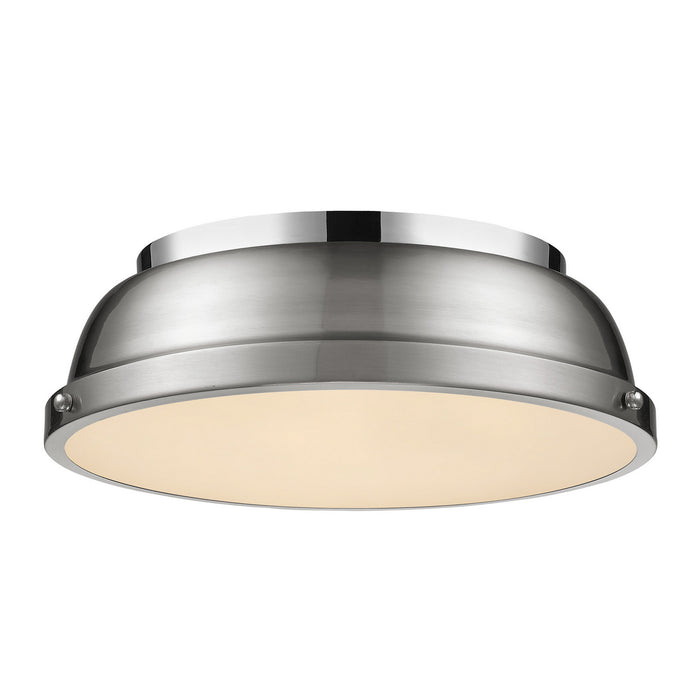 Golden - 3602-14 CH-PW - Two Light Flush Mount - Duncan - Chrome