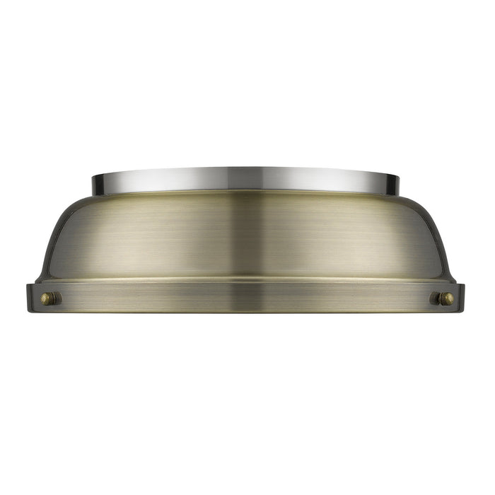 Golden - 3602-14 PW-AB - Two Light Flush Mount - Duncan - Pewter