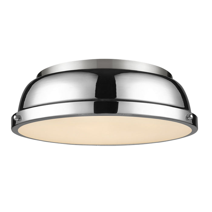 Golden - 3602-14 PW-CH - Two Light Flush Mount - Duncan - Pewter