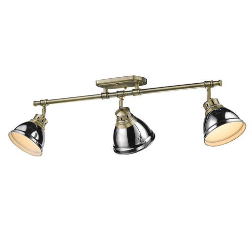 Duncan Three Light Semi-Flush Mount Aged Brass