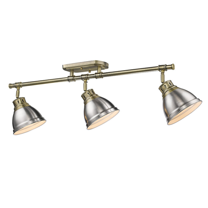 Golden - 3602-3SF AB-PW - Three Light Semi-Flush Mount - Duncan - Aged Brass