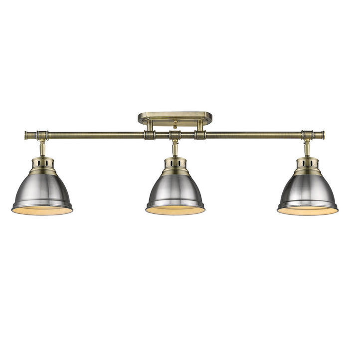 Golden - 3602-3SF AB-PW - Three Light Semi-Flush Mount - Duncan - Aged Brass