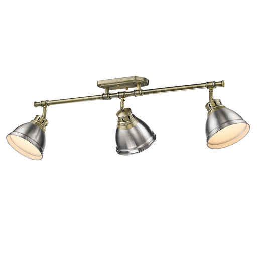 Duncan Three Light Semi-Flush Mount Aged Brass