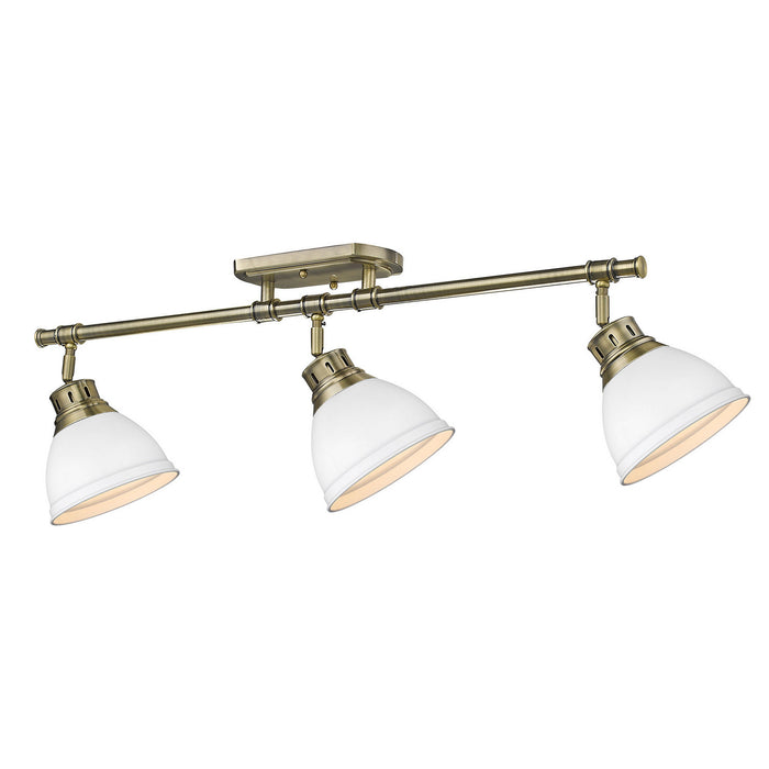 Golden - 3602-3SF AB-WHT - Three Light Semi-Flush Mount - Duncan - Aged Brass
