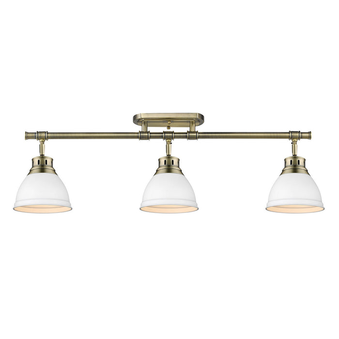 Golden - 3602-3SF AB-WHT - Three Light Semi-Flush Mount - Duncan - Aged Brass