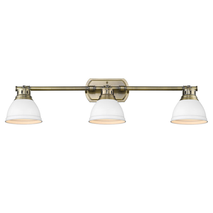 Golden - 3602-3SF AB-WHT - Three Light Semi-Flush Mount - Duncan - Aged Brass