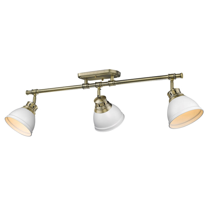 Golden - 3602-3SF AB-WHT - Three Light Semi-Flush Mount - Duncan - Aged Brass