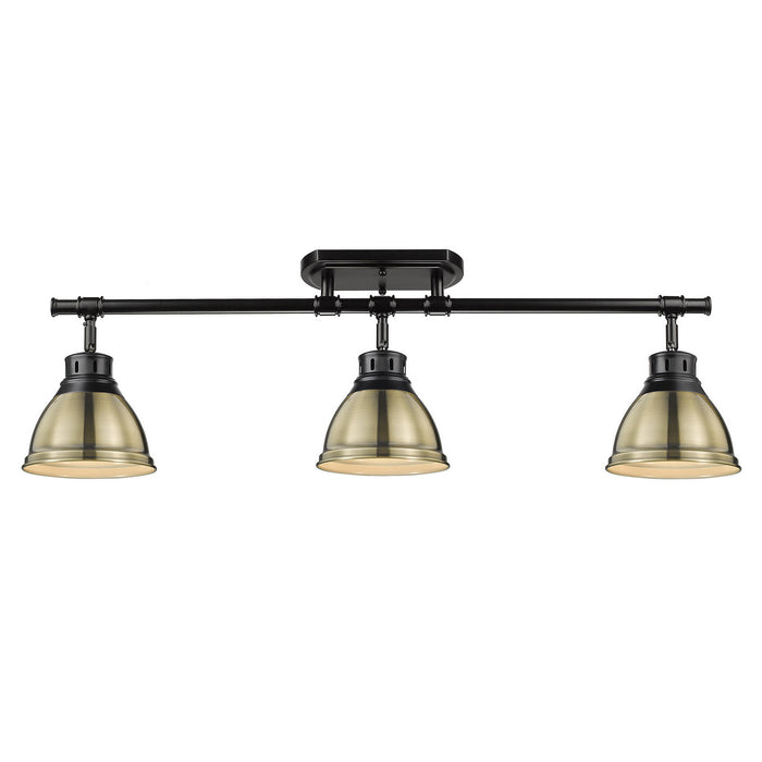 Golden - 3602-3SF BLK-AB - Three Light Semi-Flush Mount - Duncan - Matte Black