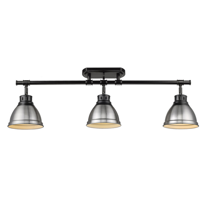 Golden - 3602-3SF BLK-PW - Three Light Semi-Flush Mount - Duncan - Matte Black