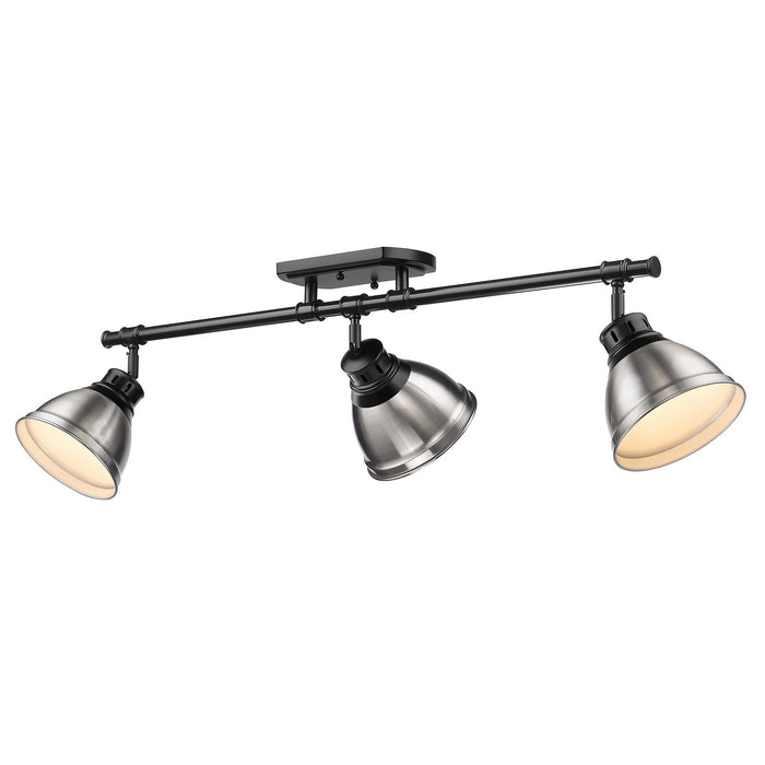 Golden - 3602-3SF BLK-PW - Three Light Semi-Flush Mount - Duncan - Matte Black