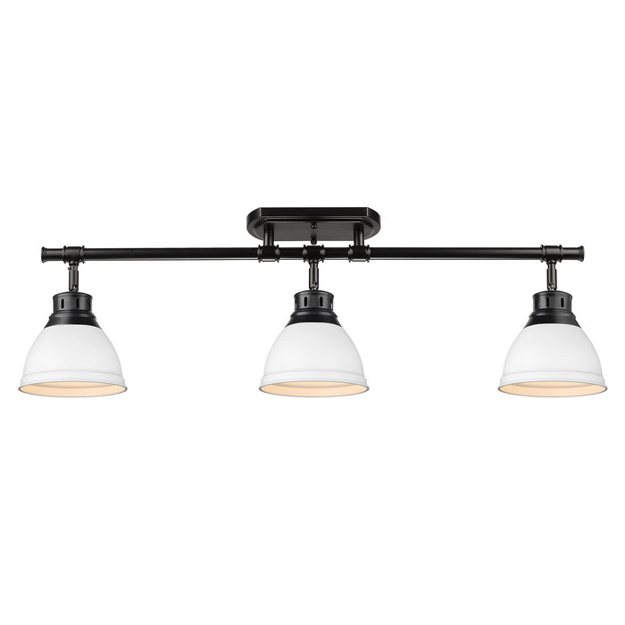 Golden - 3602-3SF BLK-WHT - Three Light Semi-Flush Mount - Duncan - Matte Black