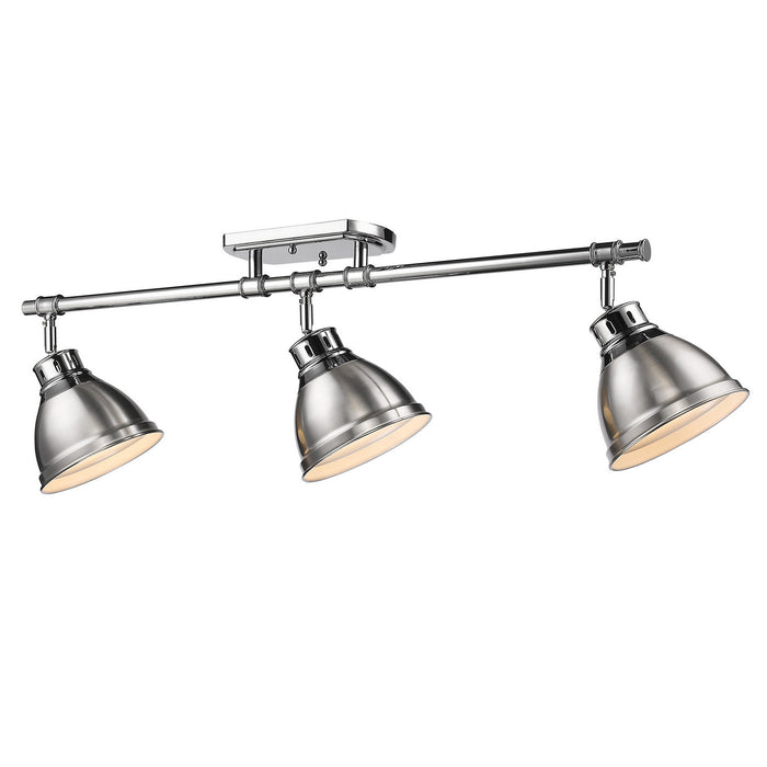 Golden - 3602-3SF CH-PW - Three Light Semi-Flush Mount - Duncan - Chrome