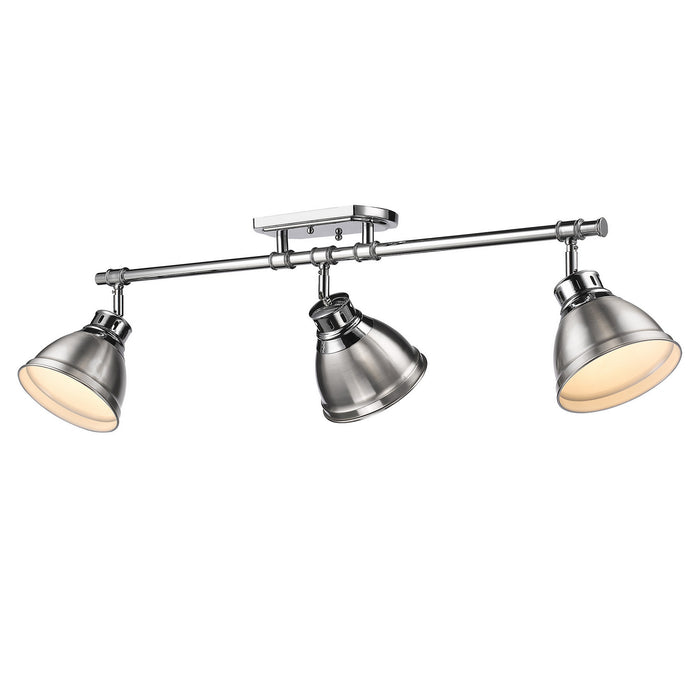 Golden - 3602-3SF CH-PW - Three Light Semi-Flush Mount - Duncan - Chrome