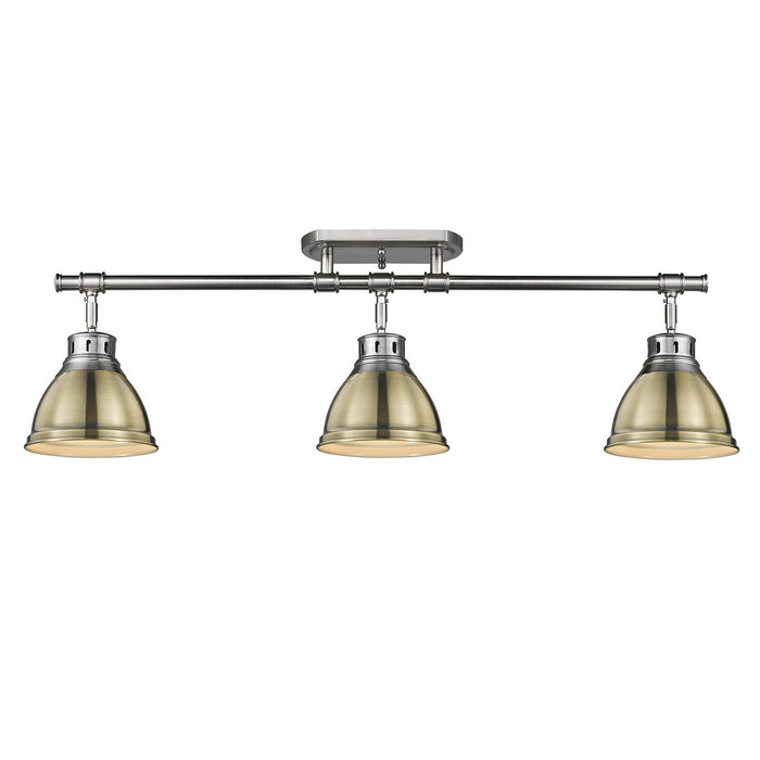 Golden - 3602-3SF PW-AB - Three Light Semi-Flush Mount - Duncan - Pewter