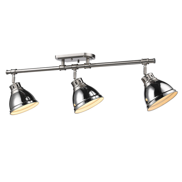 Golden - 3602-3SF PW-CH - Three Light Semi-Flush Mount - Duncan - Pewter