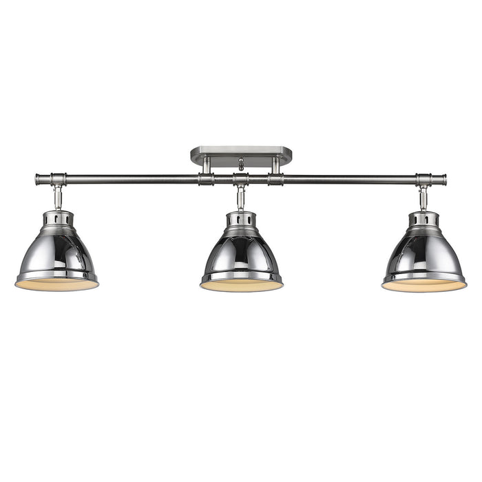Golden - 3602-3SF PW-CH - Three Light Semi-Flush Mount - Duncan - Pewter
