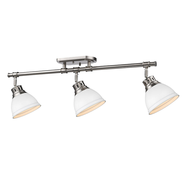 Golden - 3602-3SF PW-WHT - Three Light Semi-Flush Mount - Duncan - Pewter