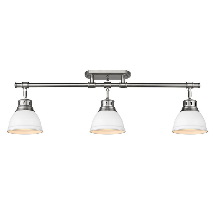 Golden - 3602-3SF PW-WHT - Three Light Semi-Flush Mount - Duncan - Pewter
