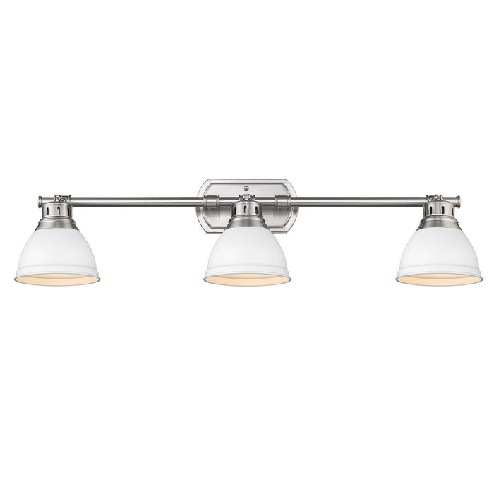 Golden - 3602-3SF PW-WHT - Three Light Semi-Flush Mount - Duncan - Pewter