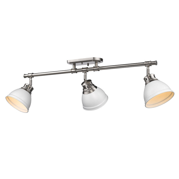 Golden - 3602-3SF PW-WHT - Three Light Semi-Flush Mount - Duncan - Pewter