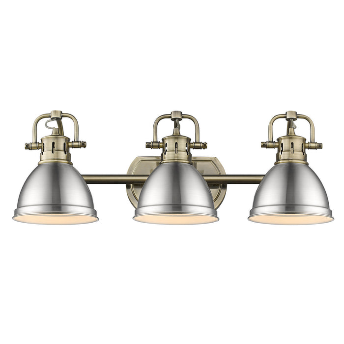 Golden - 3602-BA3 AB-PW - Three Light Vanity - Duncan - Aged Brass