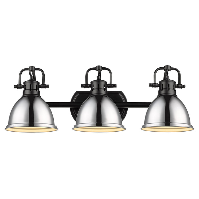 Golden - 3602-BA3 BLK-CH - Three Light Vanity - Duncan - Matte Black