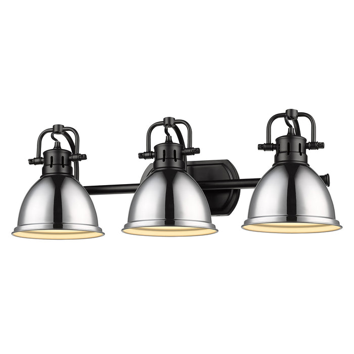 Golden - 3602-BA3 BLK-CH - Three Light Vanity - Duncan - Matte Black