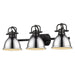 Golden - 3602-BA3 BLK-CH - Three Light Vanity - Duncan - Matte Black