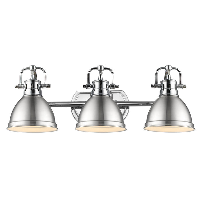 Golden - 3602-BA3 CH-PW - Three Light Vanity - Duncan - Chrome