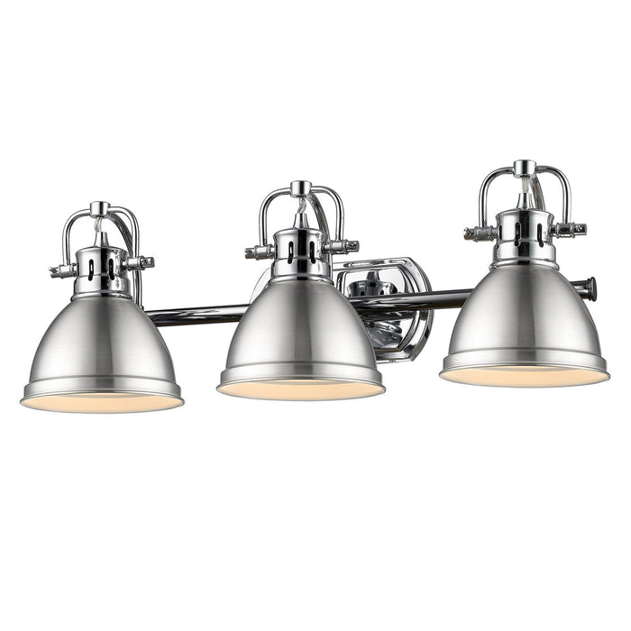 Golden - 3602-BA3 CH-PW - Three Light Vanity - Duncan - Chrome
