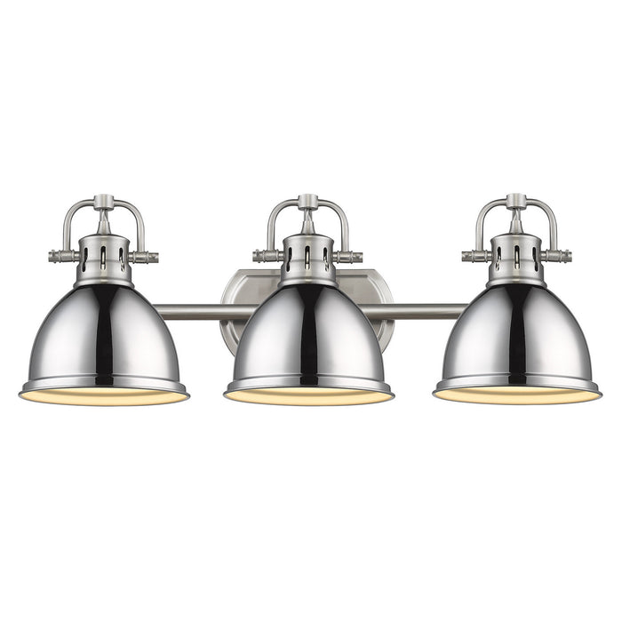 Golden - 3602-BA3 PW-CH - Three Light Vanity - Duncan - Pewter