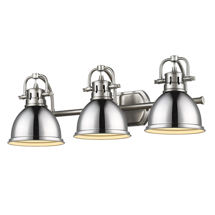 Golden - 3602-BA3 PW-CH - Three Light Vanity - Duncan - Pewter