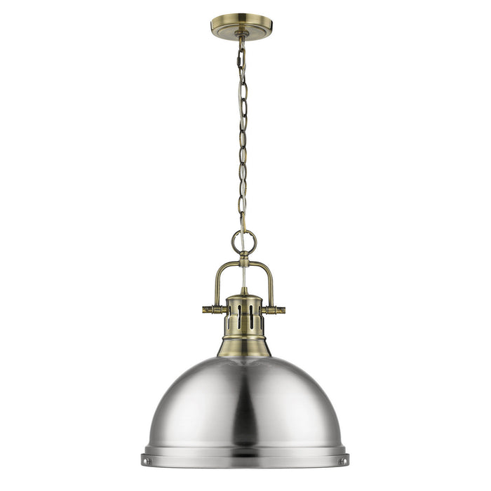 Golden - 3602-L AB-PW - One Light Pendant - Duncan - Aged Brass