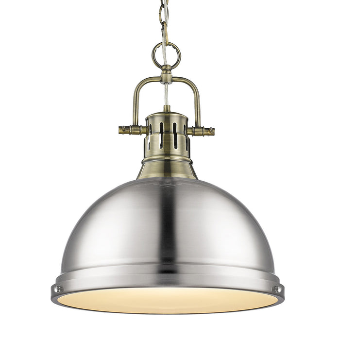 Golden - 3602-L AB-PW - One Light Pendant - Duncan - Aged Brass