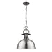 Golden - 3602-L BLK-PW - One Light Pendant - Duncan - Matte Black
