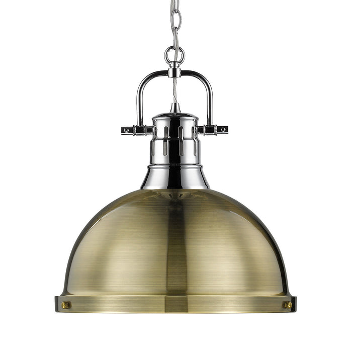 Golden - 3602-L CH-AB - One Light Pendant - Duncan - Chrome