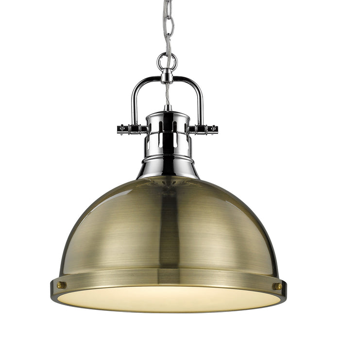 Golden - 3602-L CH-AB - One Light Pendant - Duncan - Chrome