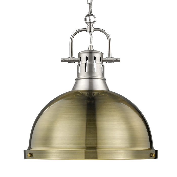 Golden - 3602-L PW-AB - One Light Pendant - Duncan - Pewter