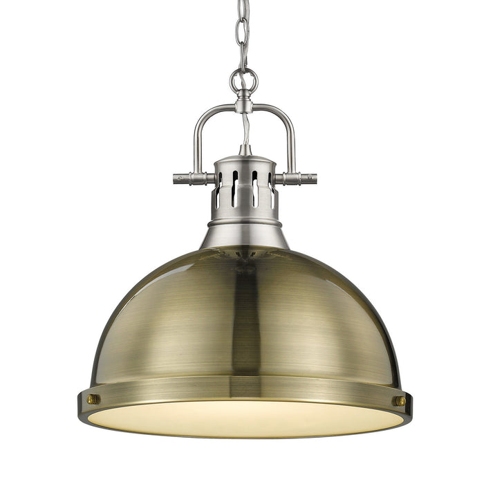 Golden - 3602-L PW-AB - One Light Pendant - Duncan - Pewter