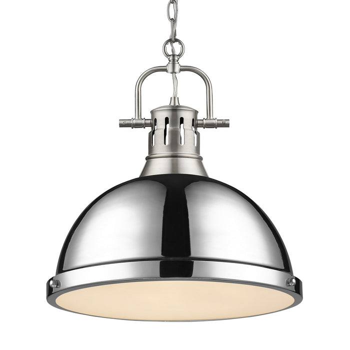 Golden - 3602-L PW-CH - One Light Pendant - Duncan - Pewter