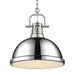 Golden - 3602-L PW-CH - One Light Pendant - Duncan - Pewter