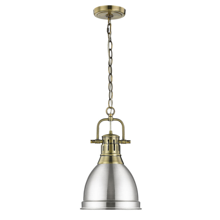 Golden - 3602-S AB-PW - One Light Pendant - Duncan - Aged Brass