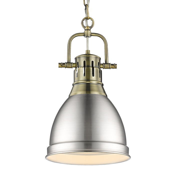 Golden - 3602-S AB-PW - One Light Pendant - Duncan - Aged Brass