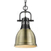 Golden - 3602-S BLK-AB - One Light Pendant - Duncan - Matte Black