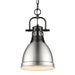 Golden - 3602-S BLK-PW - One Light Pendant - Duncan - Matte Black