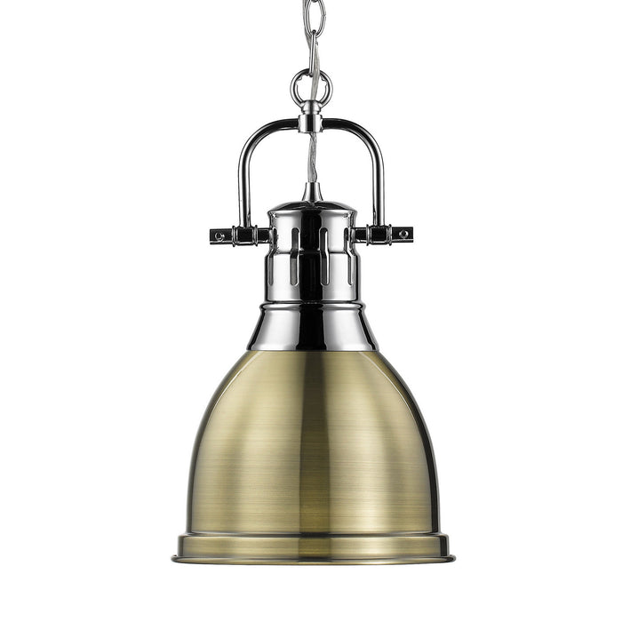 Golden - 3602-S CH-AB - One Light Pendant - Duncan - Chrome