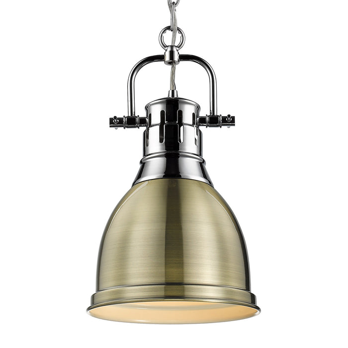Golden - 3602-S CH-AB - One Light Pendant - Duncan - Chrome