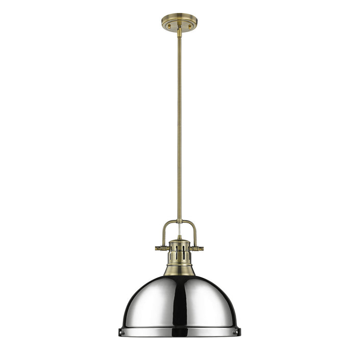 Golden - 3604-L AB-CH - One Light Pendant - Duncan - Aged Brass